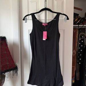 Dirty Pink Black Scoop Neck Long Tank Top